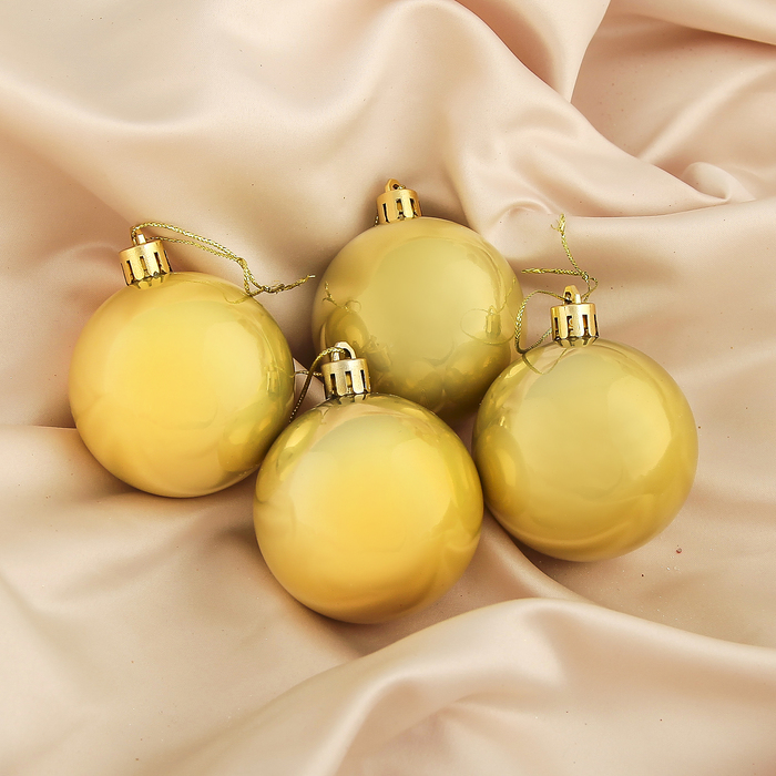 Новогодние шары "Золотая жемчужная капель" (набор 4 шт.), перелив