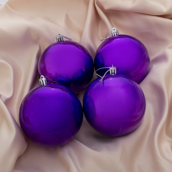 Новогодние шары "Жемчужная капель" фиолетовые (набор 4 шт.)