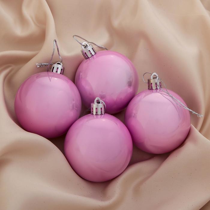 Новогодние шары "Розовая жемчужная капель" (набор 4 шт.)