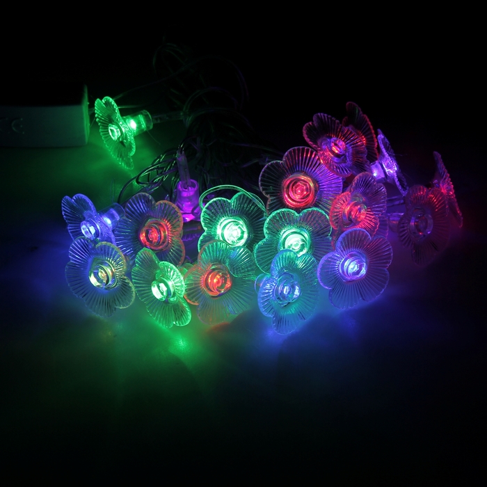 Гирлянда "Метраж" 5 м с насад. “Цветы”, Н.С. LED-20-220V,моргает, МУЛЬТИ