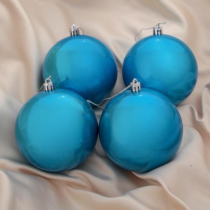 Новогодние шары "Жемчужная капель" бирюзовые (набор 4 шт.)
