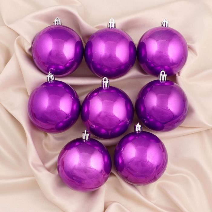 Новогодние шары "Жемчужная капель" фиолетовые (набор 8 шт.)
