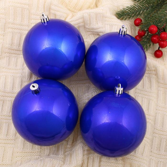 Новогодние шары "Синяя жемчужная капель" (набор 4 шт.)