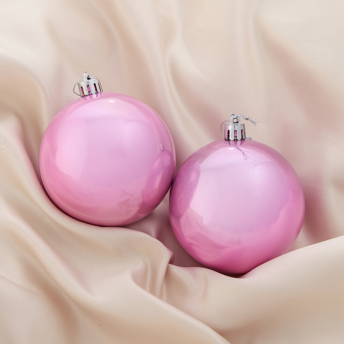 Новогодние шары "Розовая жемчужная капель" (набор 2 шт.)