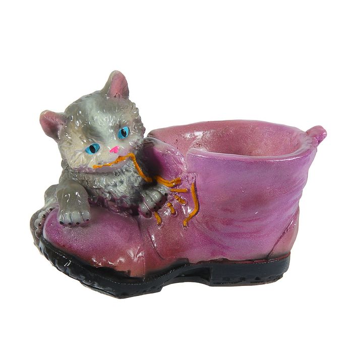 Фигурное кашпо "Кот с ботинком" микс
