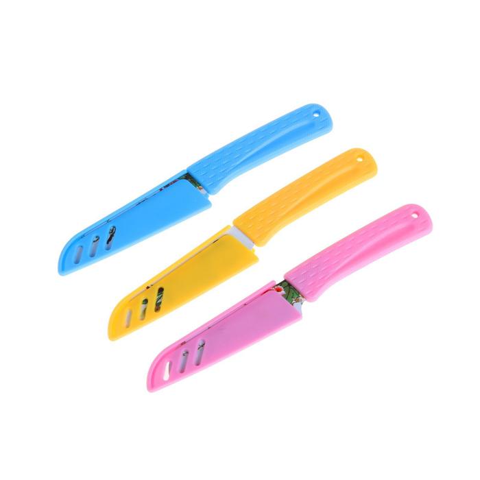 Нож с антиналипающим покрытием "Краски" лезвие 8,5 см, с чехлом, цвета МИКС