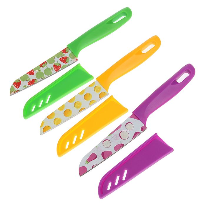 Нож с антиналипающим покрытием "Краски" лезвие 8,5 см, с чехлом, цвета МИКС