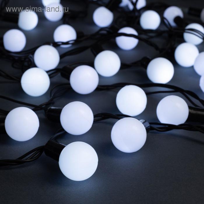 фото Гирлянда "нить" 10 м с насадками "шарики 2.5 см", ip44, тёмная нить, 100 led, свечение белое, 8 режимов, 220 в luazon lighting