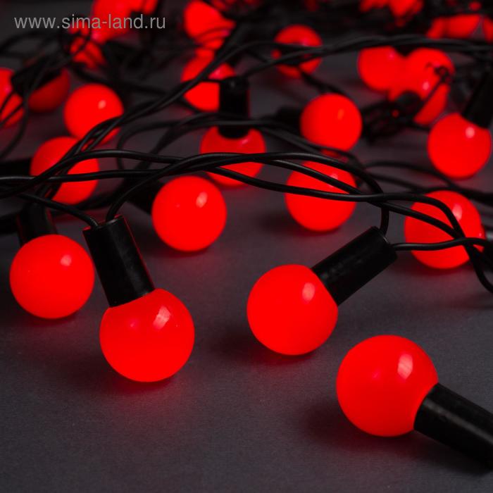 фото Гирлянда "нить" 10 м с насадками "шарики 2.5 см", ip44, тёмная нить, 100 led, свечение красное, 8 режимов, 220 в luazon lighting