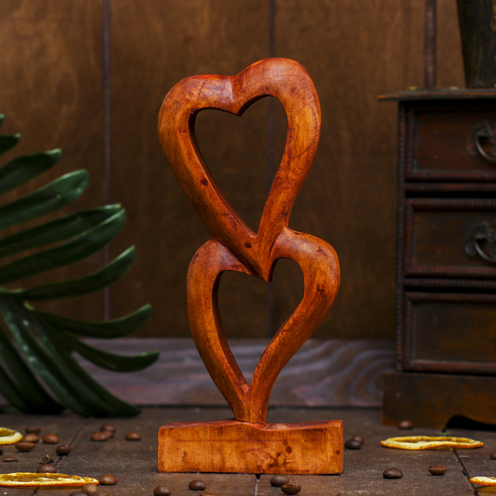 Сувенир дерево "Два сердца" коричневый цвет 20х9х3 см