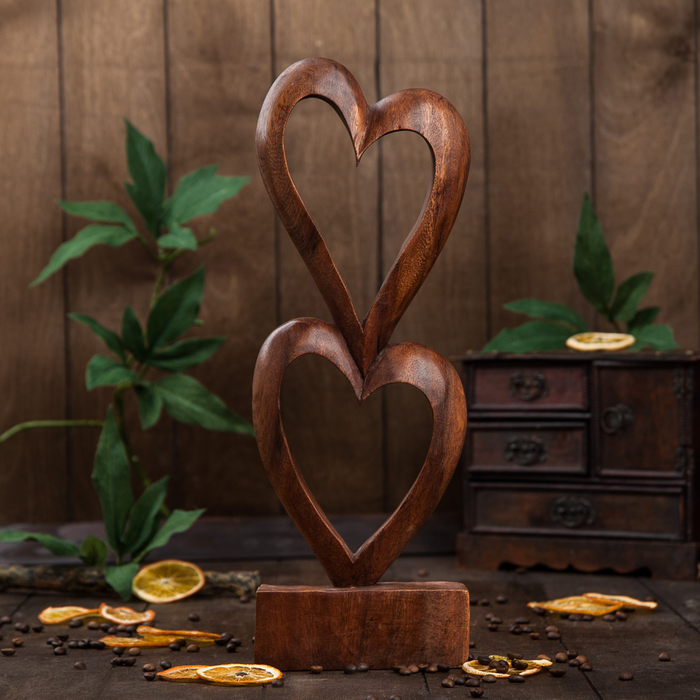 Сувенир "Два сердечка" тёмный