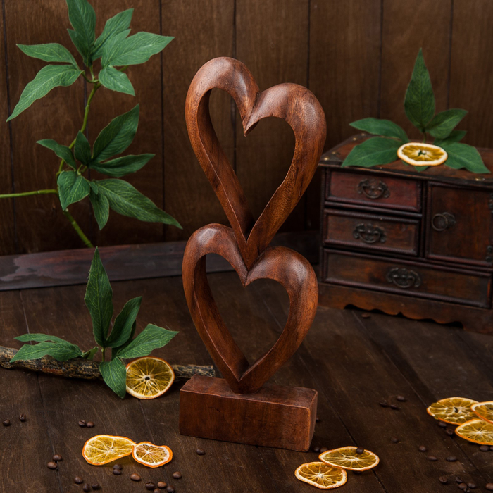 Сувенир "Два сердечка" тёмный