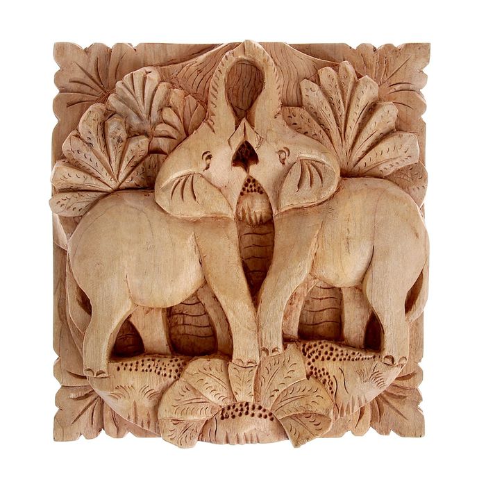 Панно декоративное "Два слона" 18х18х3 см