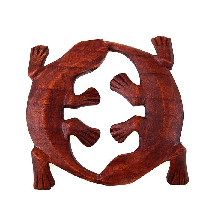 Панно декоративное "Две ящерицы в кругу"