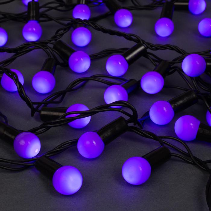 фото Гирлянда "нить" 20 м с насадками "шарики 1.5 см", ip44, тёмная нить, 200 led, свечение фиолетовое, 8 режимов, 220 в luazon lighting