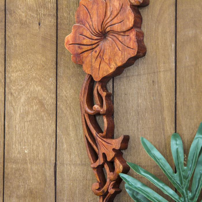 Панно декоративное "Плумерия" коричневый цвет 39х15х2 см