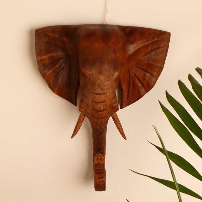 Панно декоративное "Слон" коричневый цвет 30х21х10 см