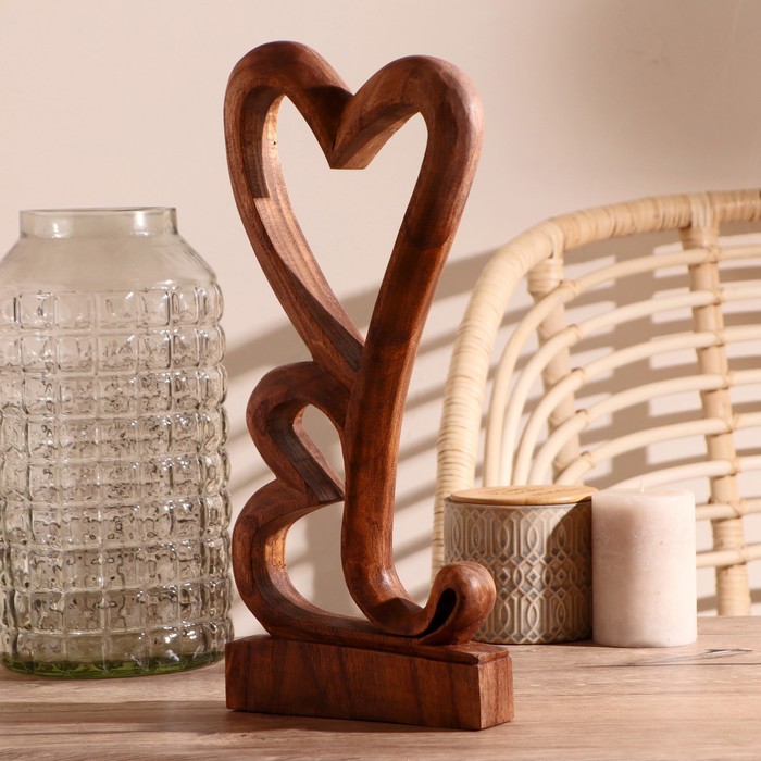 Сувенир "Два сердца" тёмный, большой