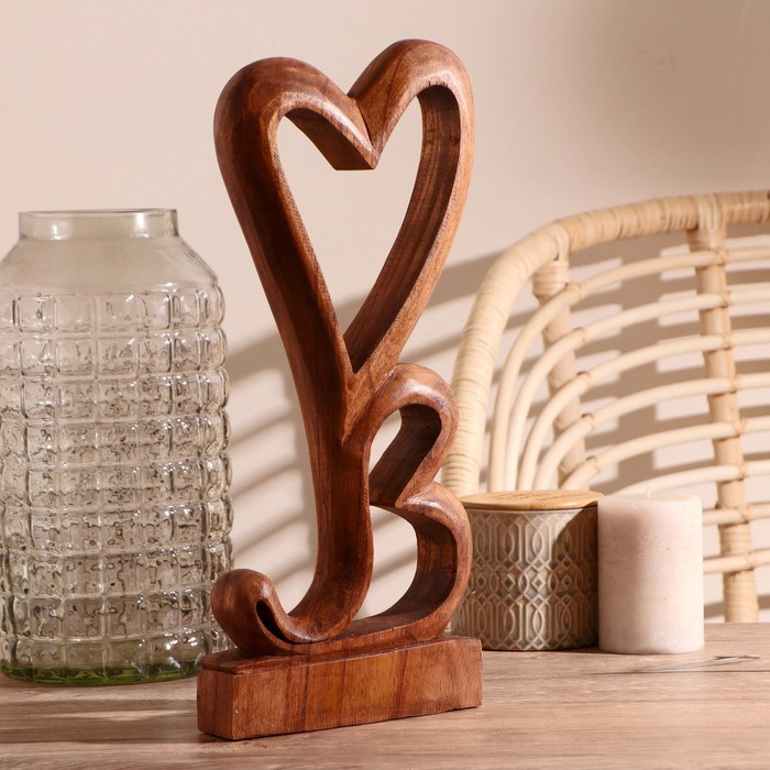 Сувенир "Два сердца" тёмный, большой