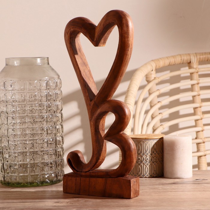 Сувенир "Два сердца" тёмный, большой