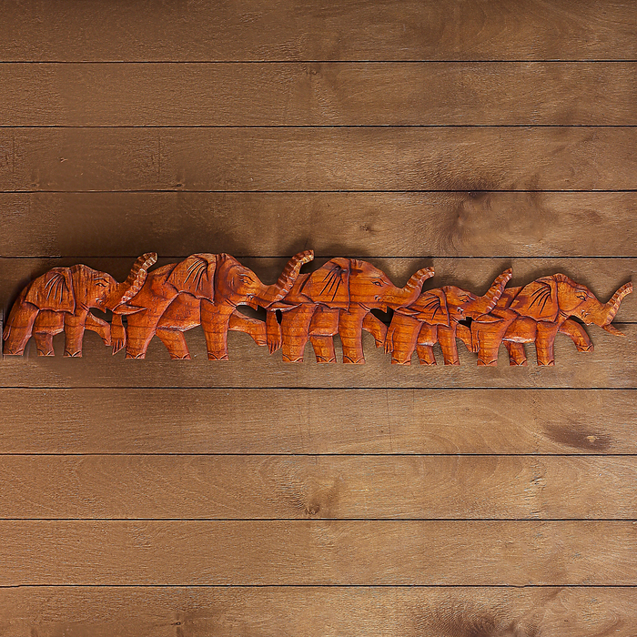 Панно декоративное "Слоны" коричневое