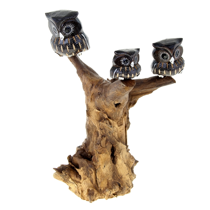 Сувенир "Три совушки на корне" МИКС