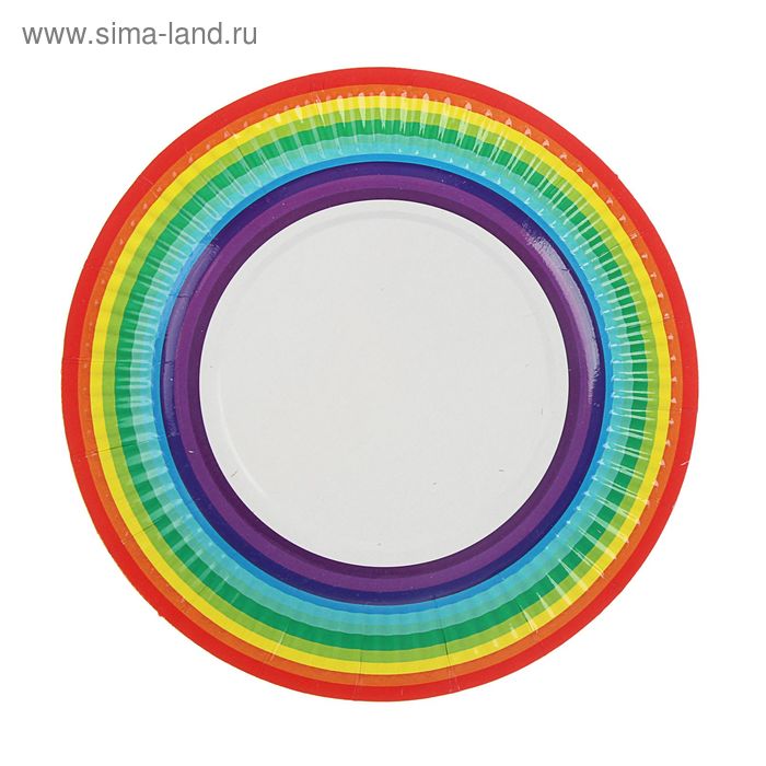 Тарелка одноразовая с ламинацией Радуга картон, 18 см тарелка одноразовая радуга ламинированная картон 18 см