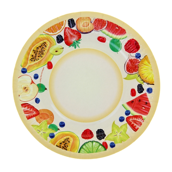 Тарелка с ламинацией "Фрукты", 18 см
