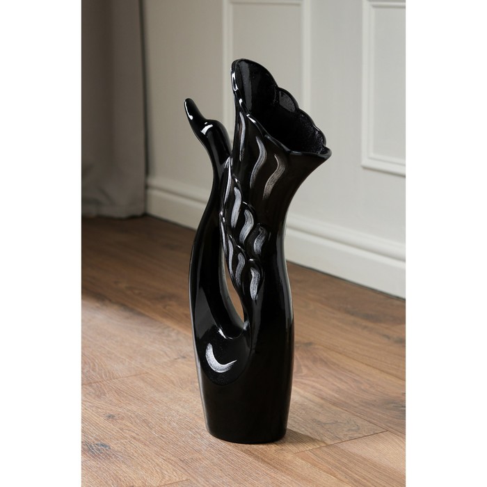 Ваза напольная "Лебедь" чёрная