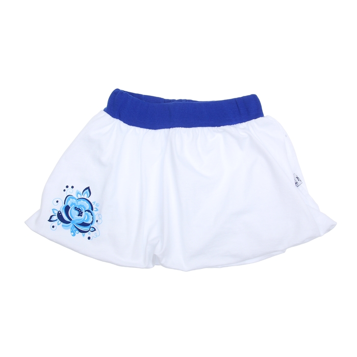 Юбка для девочки, печать справа "Гжель", рост 110 см (56), цвет белвый