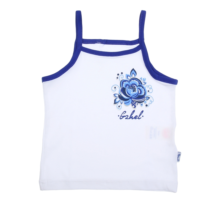 Майка для девочки "Гжель", рост 98 см (52), цвет белый ДДБ072804