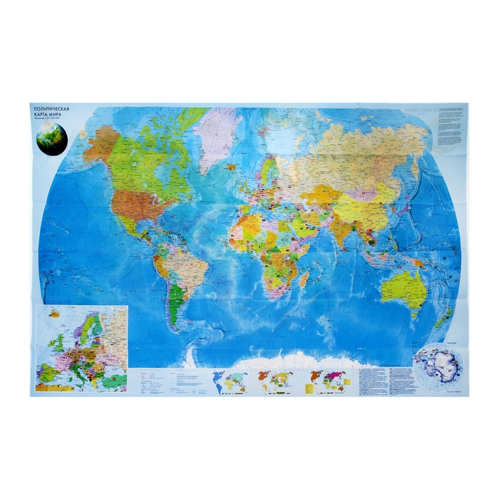 Карта мира. Физическая и политическая, 68х100 см