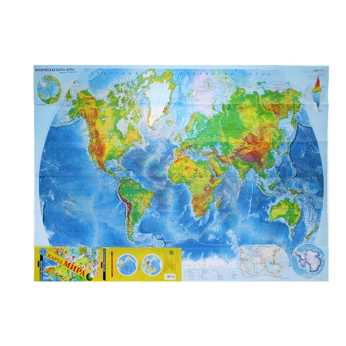 Карта мира. Физическая и политическая, 68х100 см