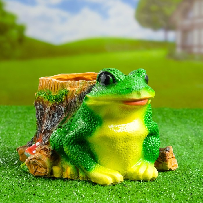 Фигурное кашпо "Пень с лягушкой" рисунок