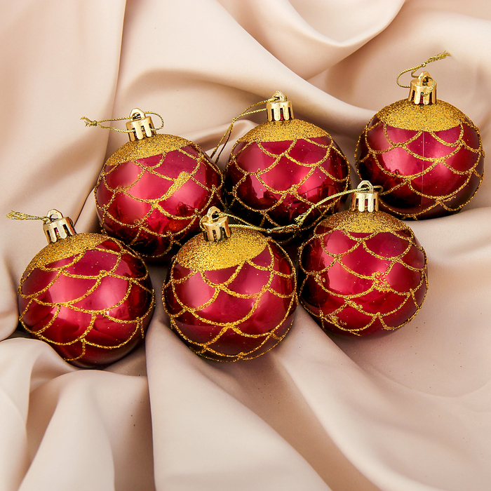 Новогодние шары "Золотая сеточка" (набор 6 шт.), шоколадные