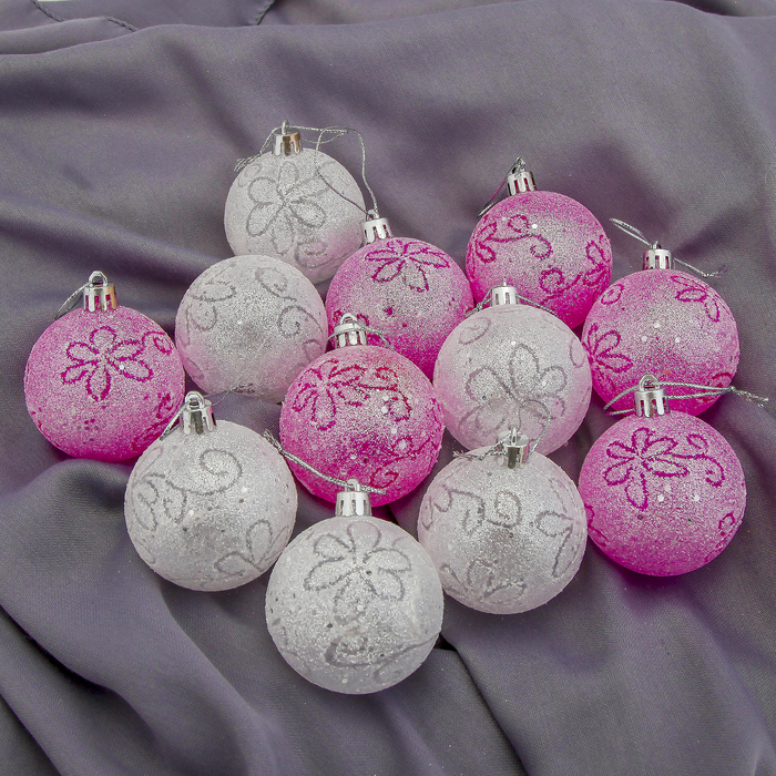 Новогодние шары "Волшебные цветочки" (набор 12 шт.)