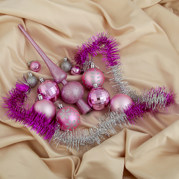 Ёлочные украшения "Розовый лёд" (набор 42 шт.)
