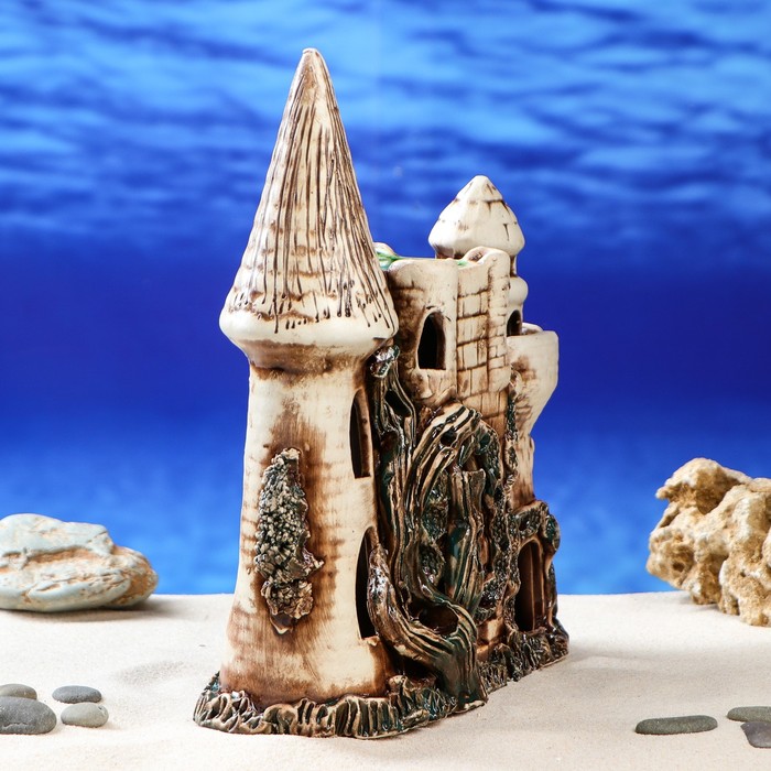 Декорации для аквариума "Замок с аркой" коричневый, микс