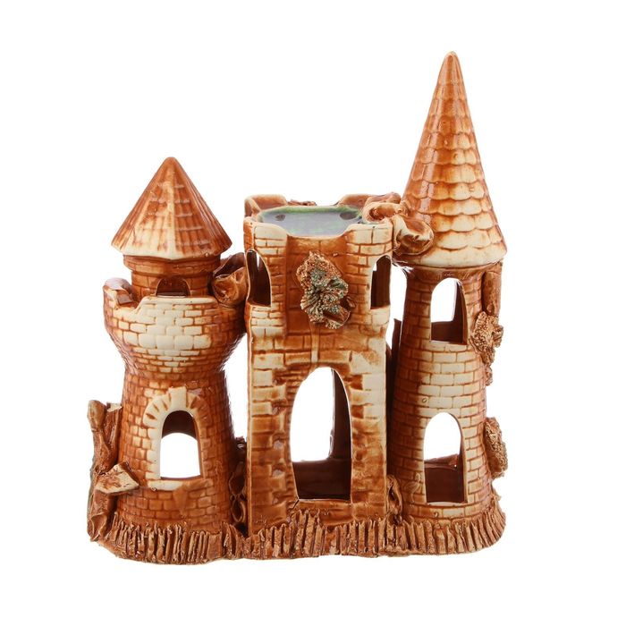 Декорации для аквариума "Замок с аркой" коричневый, микс