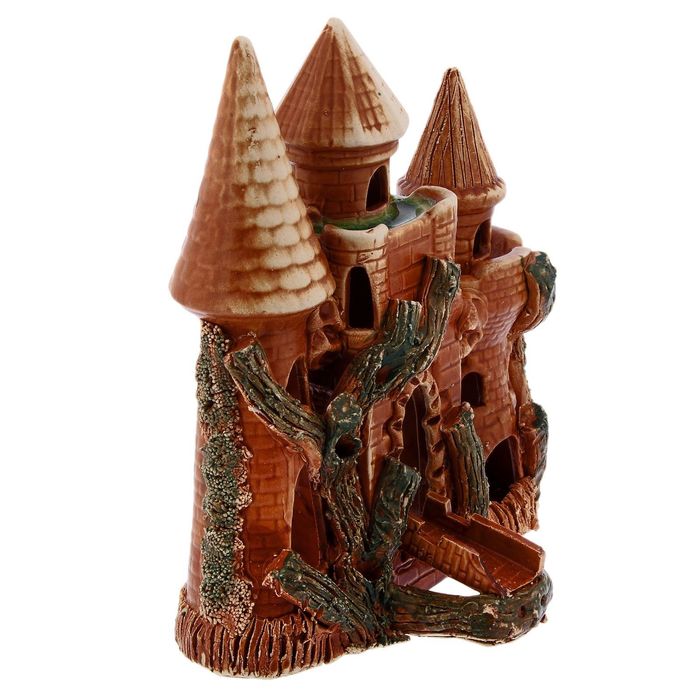 Декорации для аквариума "Замок с аркой" коричневый, микс