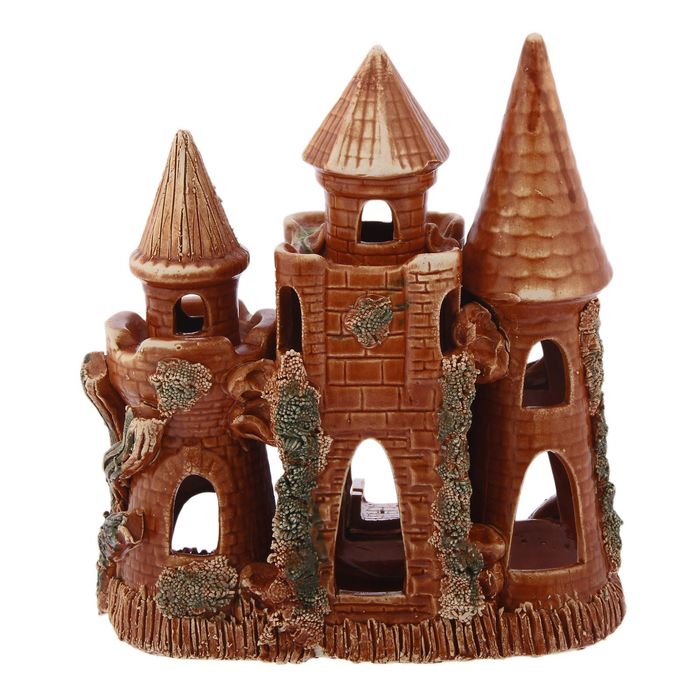 Декорации для аквариума "Замок с аркой" коричневый, микс