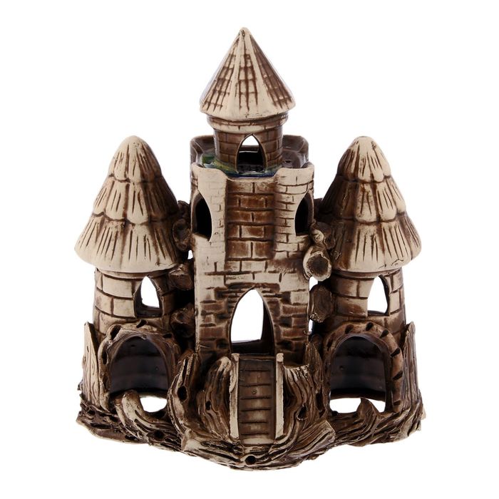 Декорации для аквариума "Замок с аркой" коричневый, микс