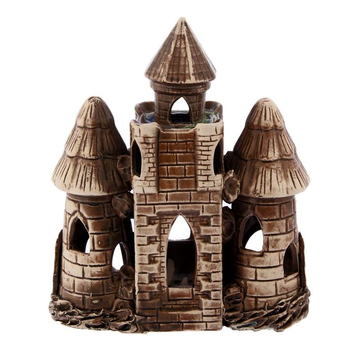 Декорации для аквариума "Замок с аркой" коричневый, микс