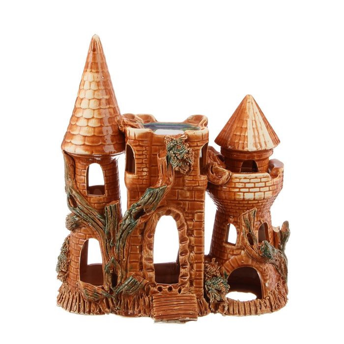 Декорации для аквариума "Замок с аркой" коричневый, микс