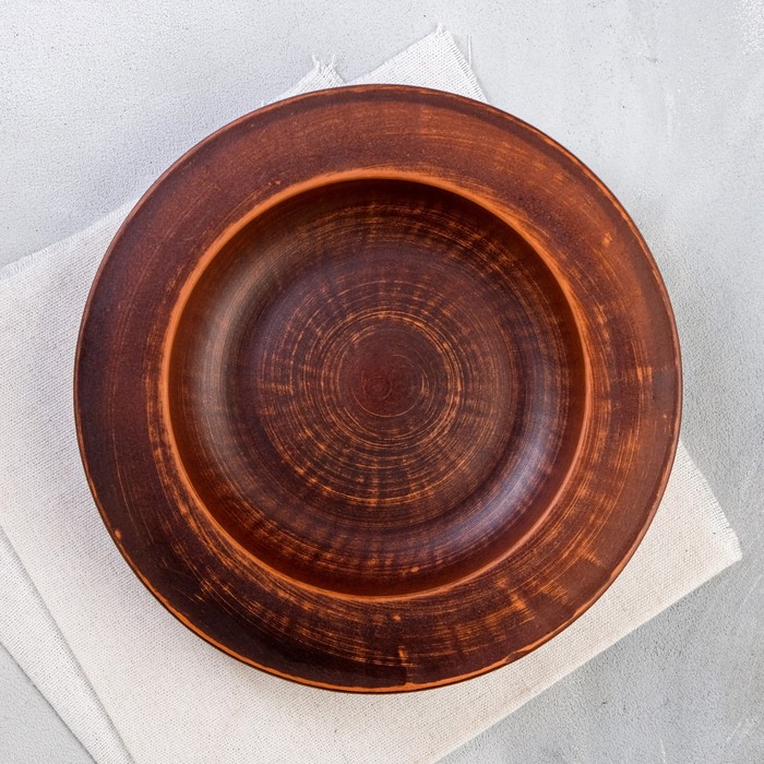 Тарелка "Для пасты" гладкая, красная глина