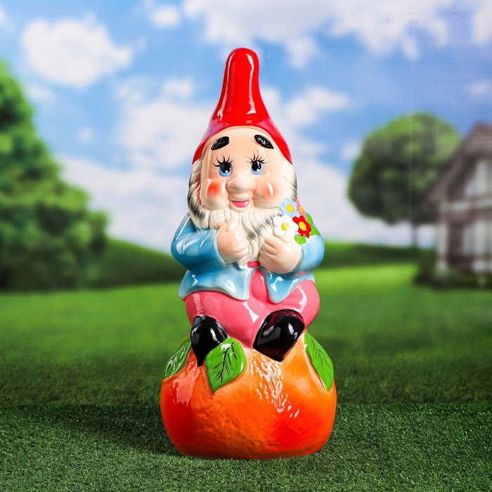 Садовая фигура "Гном на апельсине", микс, 52 см