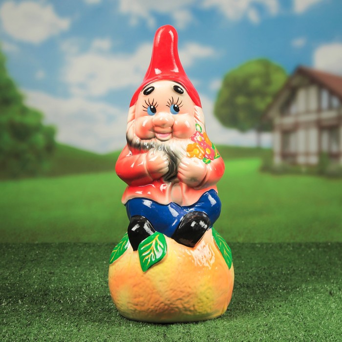 Садовая фигура "Гном на апельсине", микс, 52 см