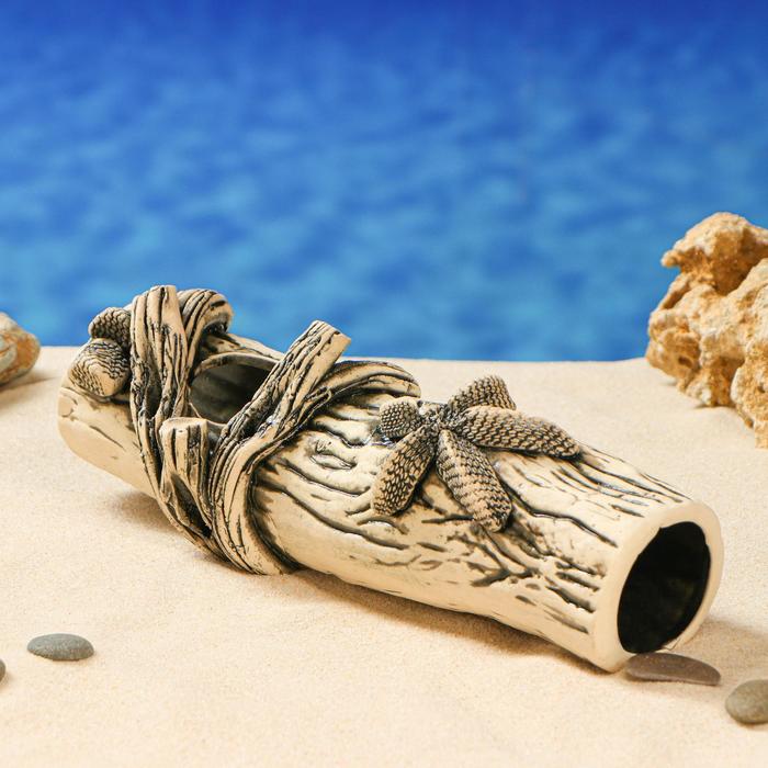 Декорации для аквариума "Полено" малое, коричневое, микс