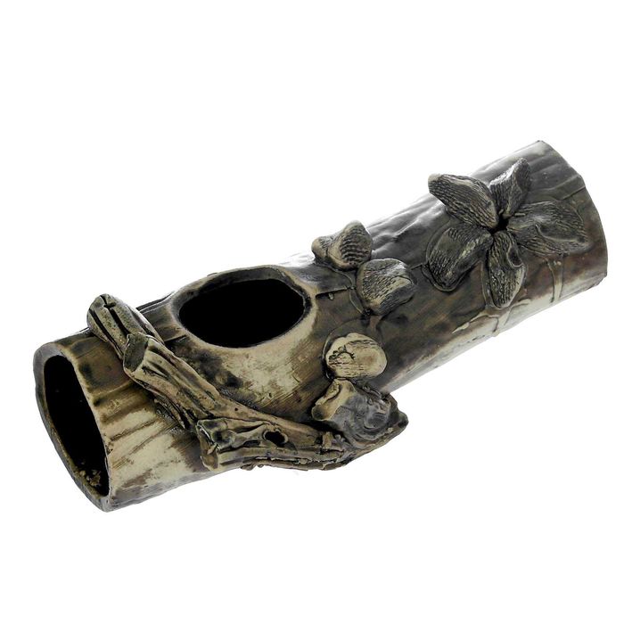 Декорации для аквариума "Полено" малое, коричневое, микс