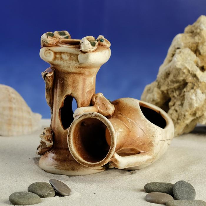 

Декорация для аквариума "Колонна амфорой", 10х15х13 см, микс